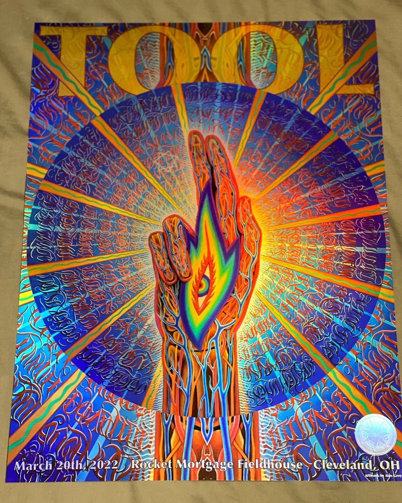 TOOL Concert Posterš„ALEX GREYš„LIMITED EDITION 559/850 CLEVELAND OHIO