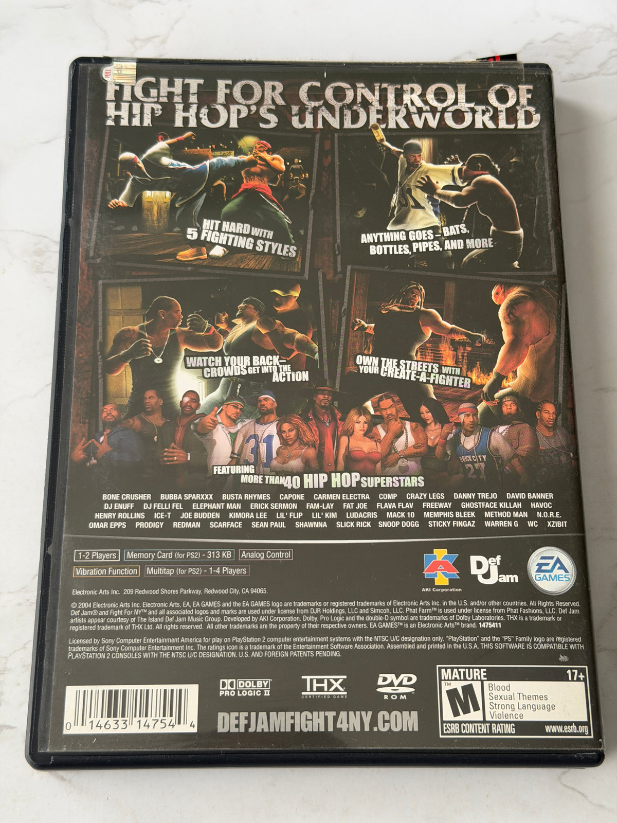 Def Jam Fight For NY PS2 BLACK LABEL CIB Complete w/Manual EA 2004 RARE!