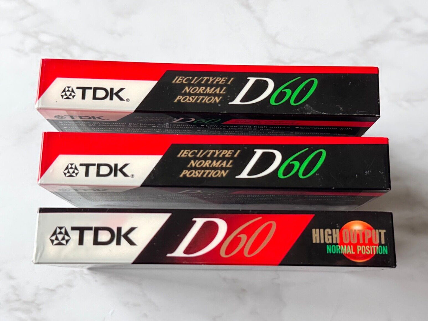 TDK D60 Blank Audio CASSETTE Tapes SEALED! LOT OF 3! IEC I / TYPE I BRAND NEW!