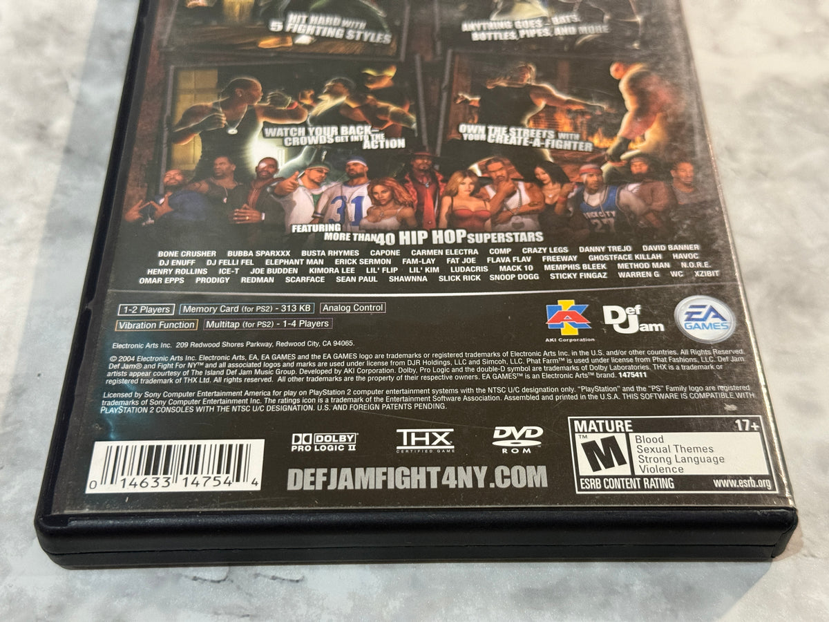 Def Jam Fight For NY PS2 BLACK LABEL CIB Complete w/Manual EA 2004 RARE!