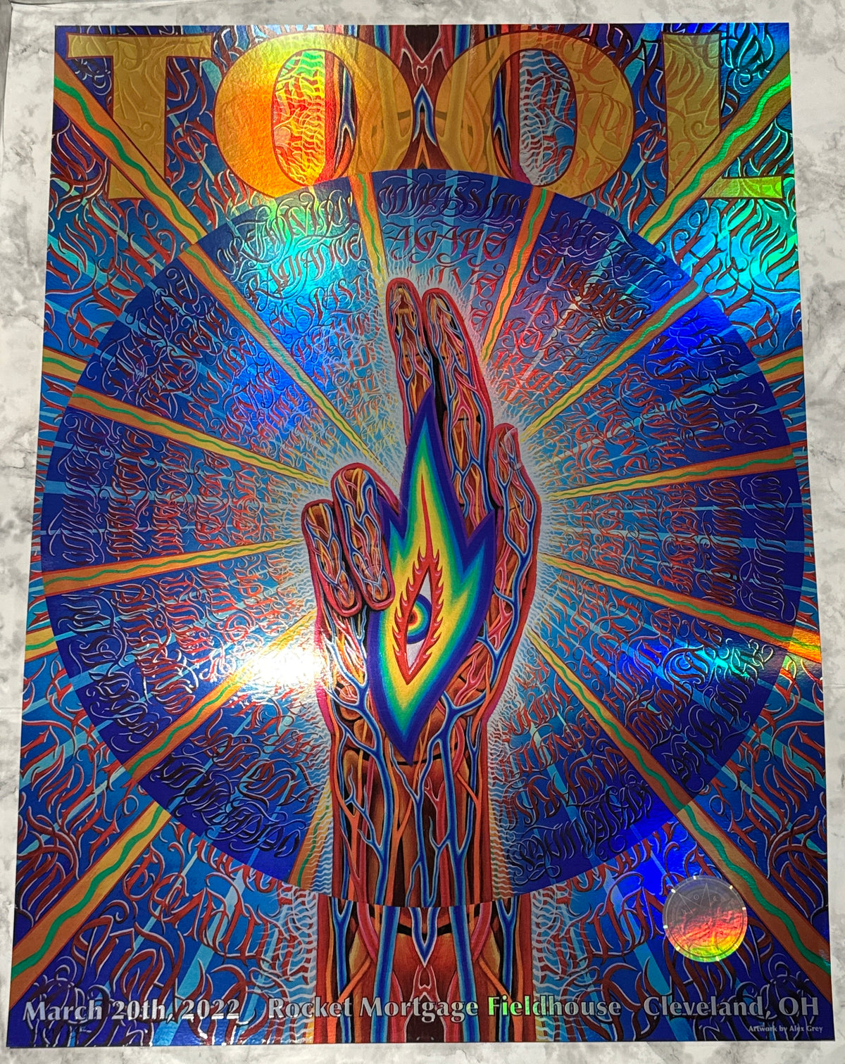 TOOL Concert Poster Cleveland OH 3/20/2022 Alex Grey Foil Numbered 481/850 RARE!