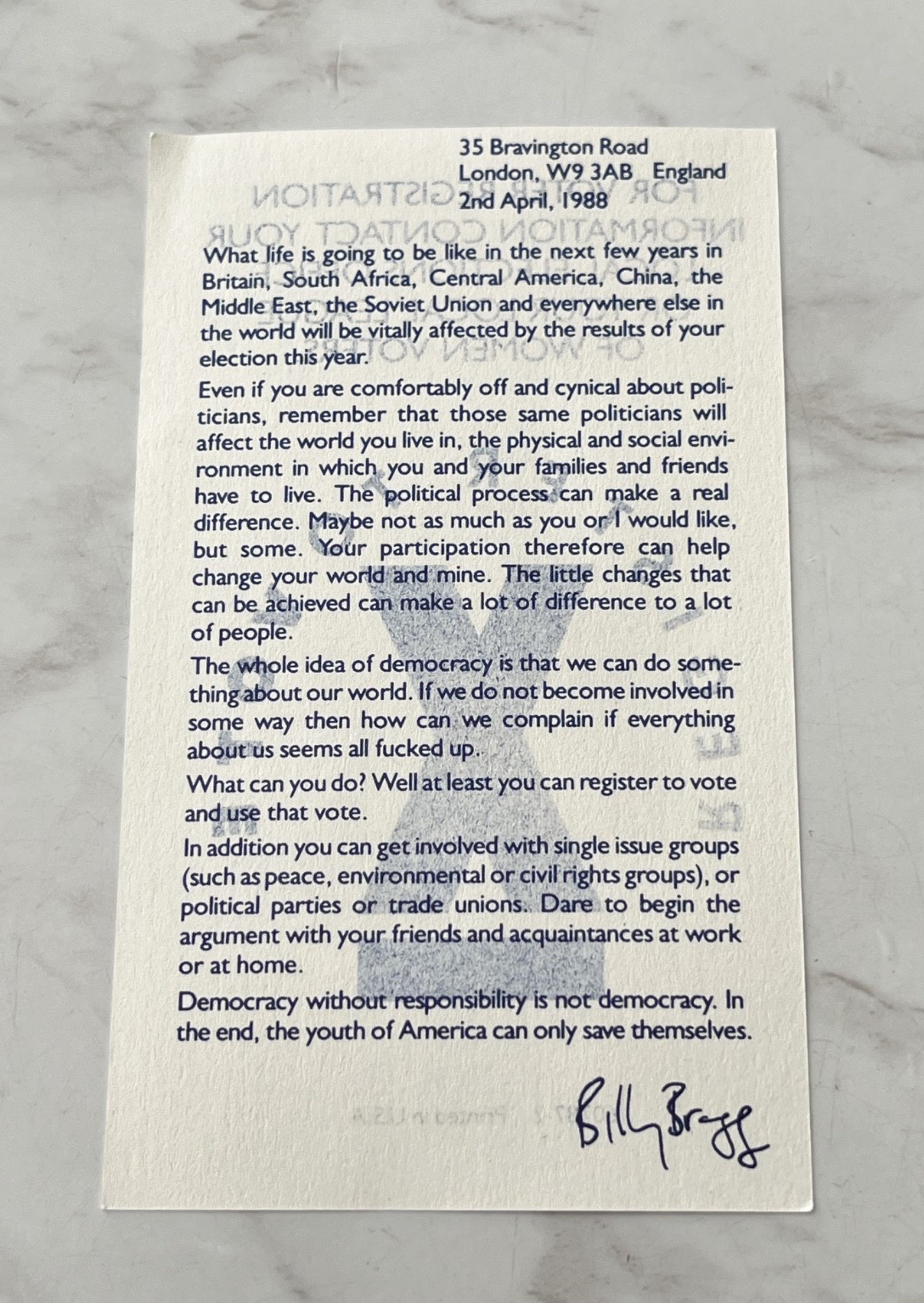 Billy Bragg – Help Save The Youth Of America (EP) (1988)