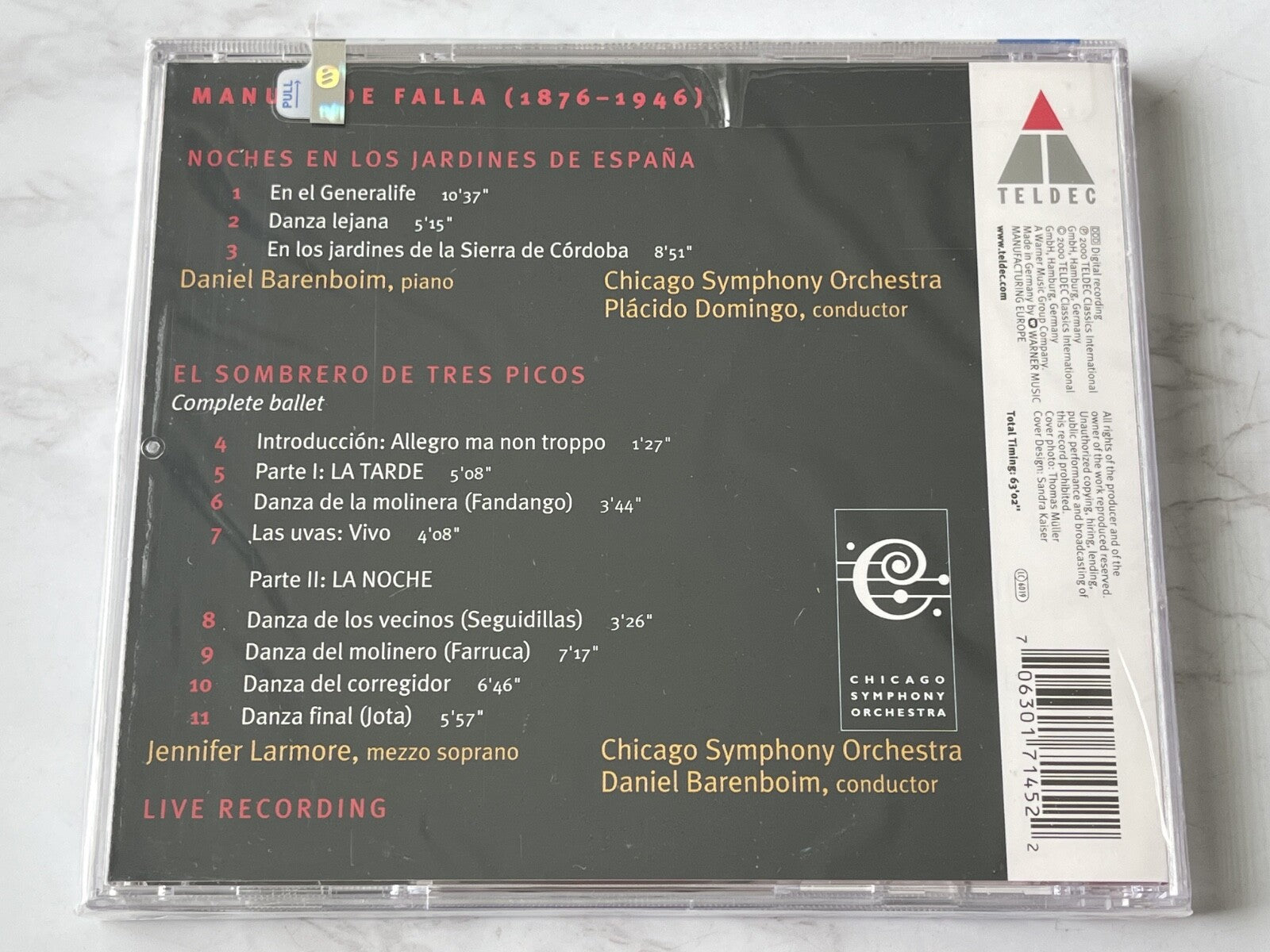 Daniel Barenboim, Falla, Jennifer Larmore, Placido Domingo – Manuel De Falla, Domingo Noches En Los Jardines De España (2000)