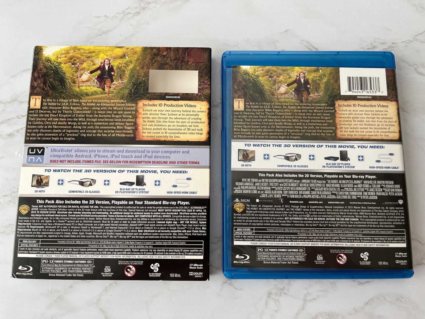 The Hobbit An Unexpected Journey 3D/Blu-ray/DVD 5 Disc Set! J.R.R. Tolkien (2012)