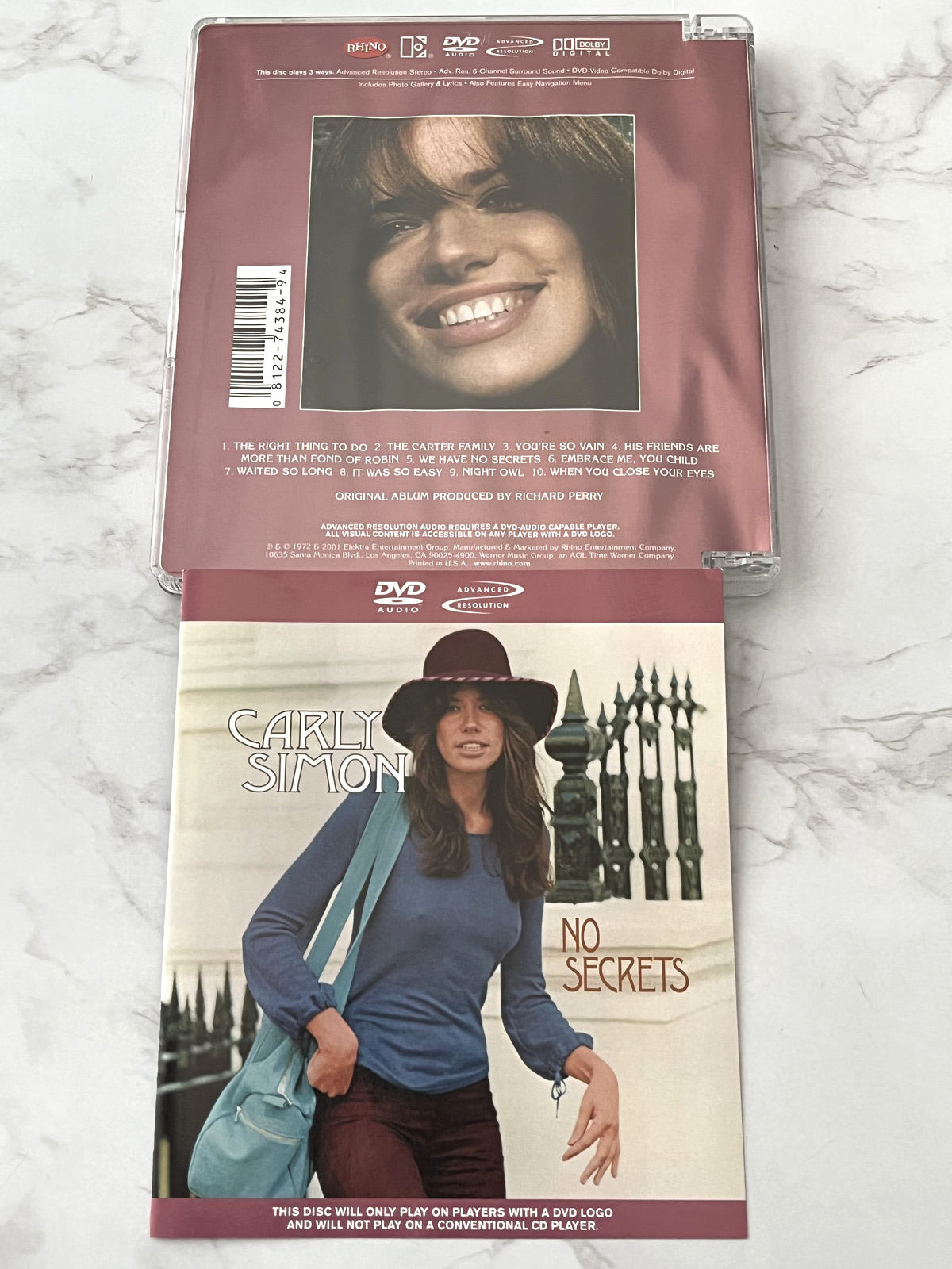 Carly Simon – No Secrets DVD 2001 Elektra/Rhino R9 74384 You're So Vain (2001)