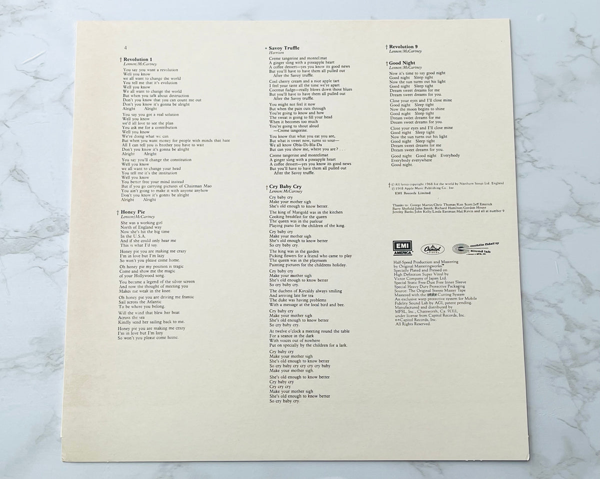 Beatles White Album 2 LP MFSL JAPAN PRESS COMPLETE! Mobile Fidelity MFSL 2-072