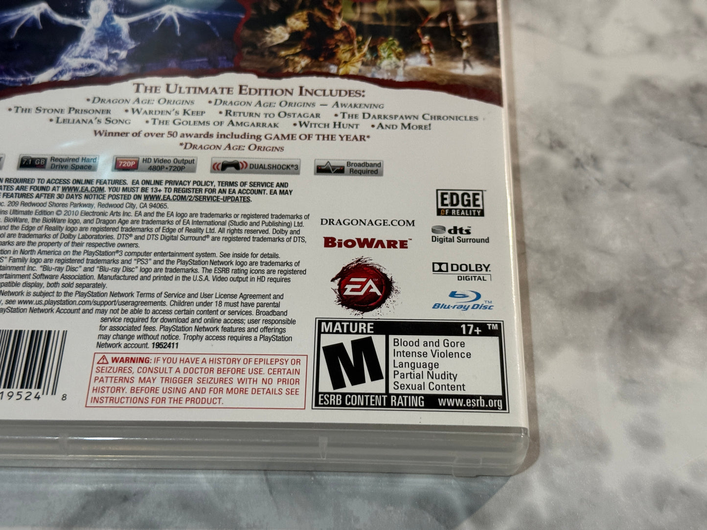Dragon Age Origins Ultimate Edition PS3 BioWare EA All 7 DLC Packs On Disc