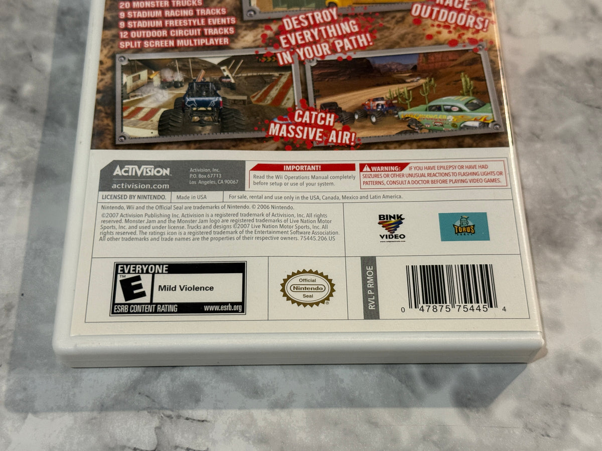 Monster Jam Nintendo Wii 2007 Activision CIB Complete w/Manual Grave Digger
