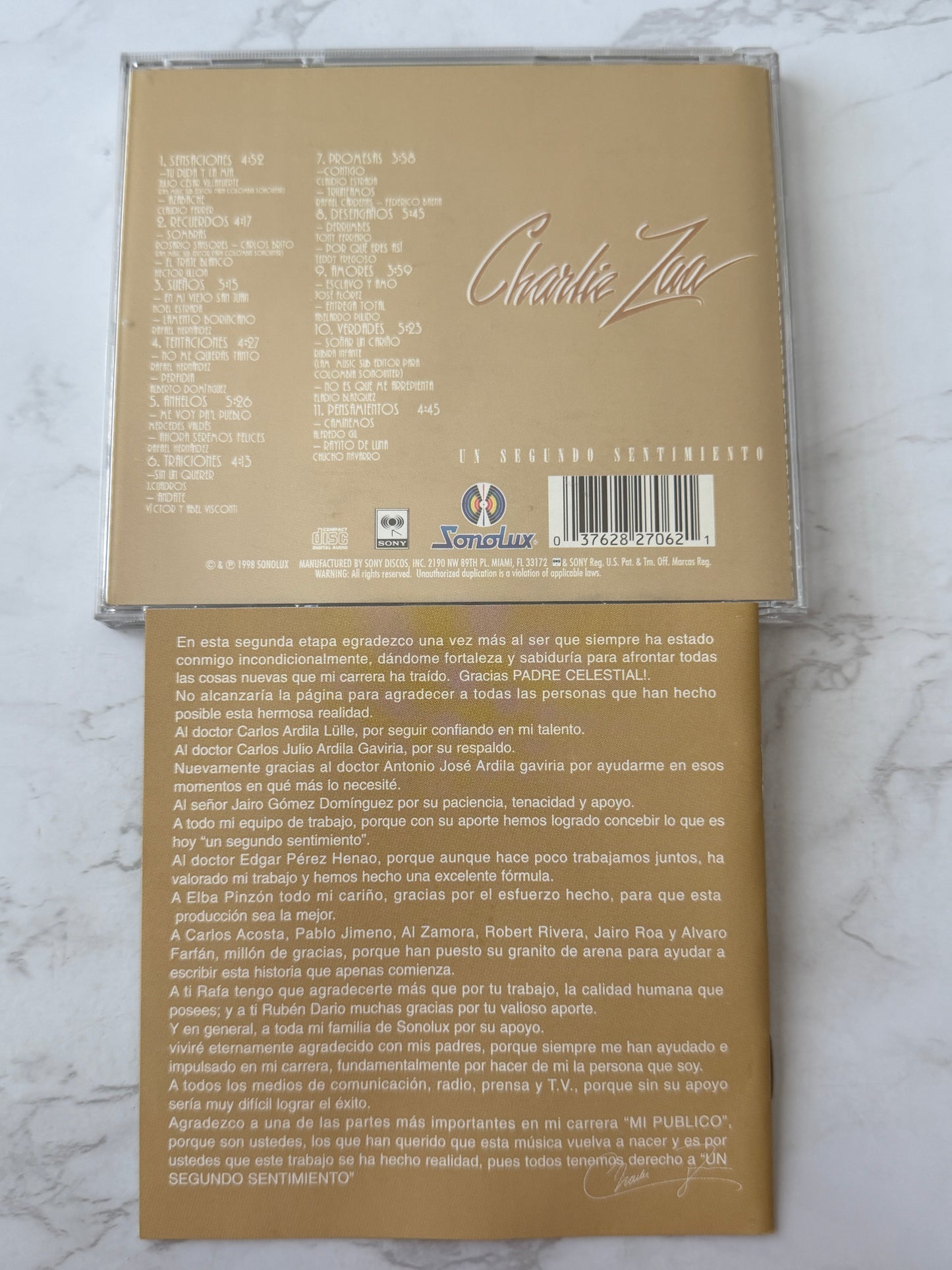 Charlie Zaa – Un Segundo Sentimiento (1998)