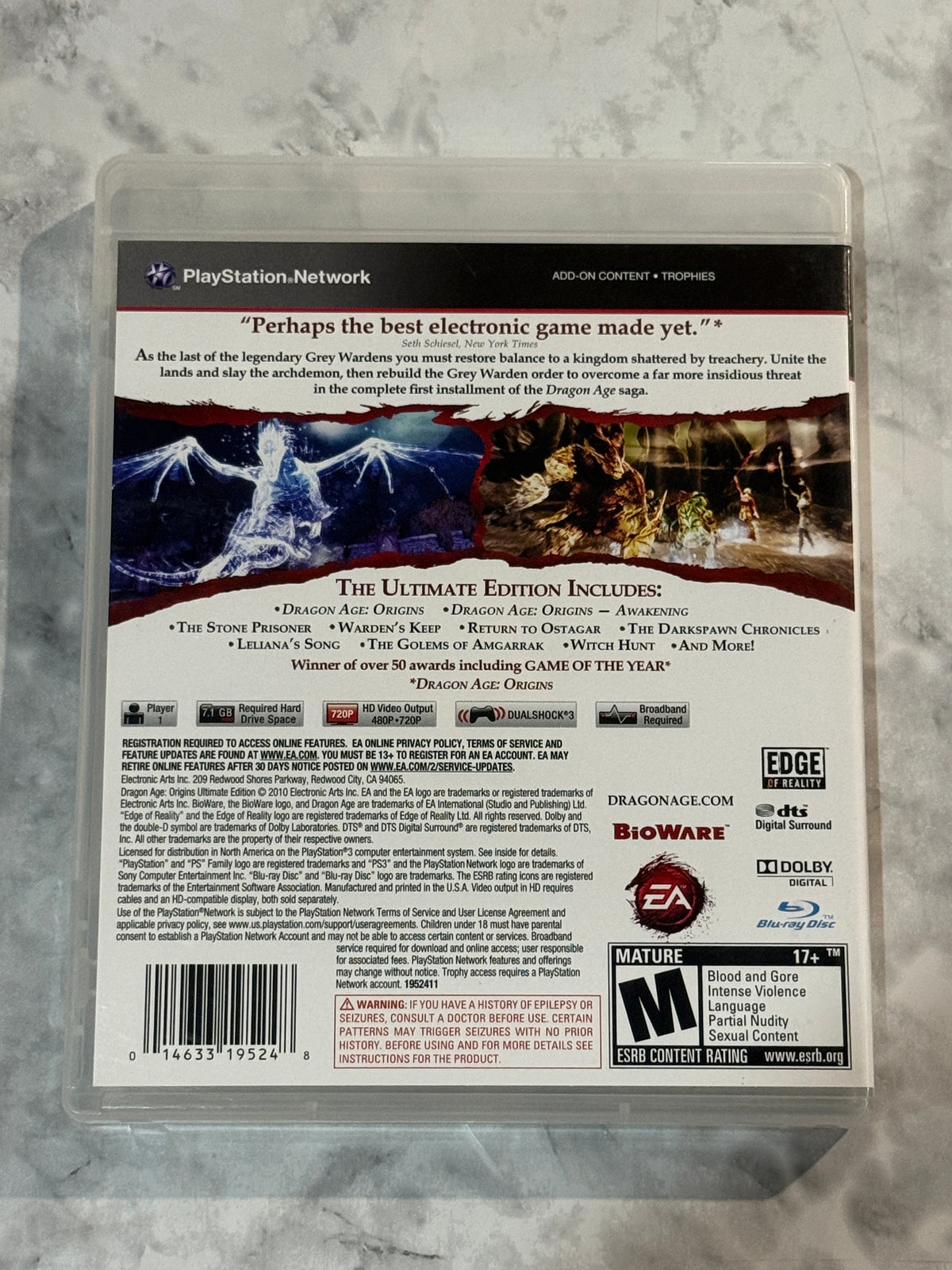 Dragon Age Origins Ultimate Edition PS3 BioWare EA All 7 DLC Packs On Disc