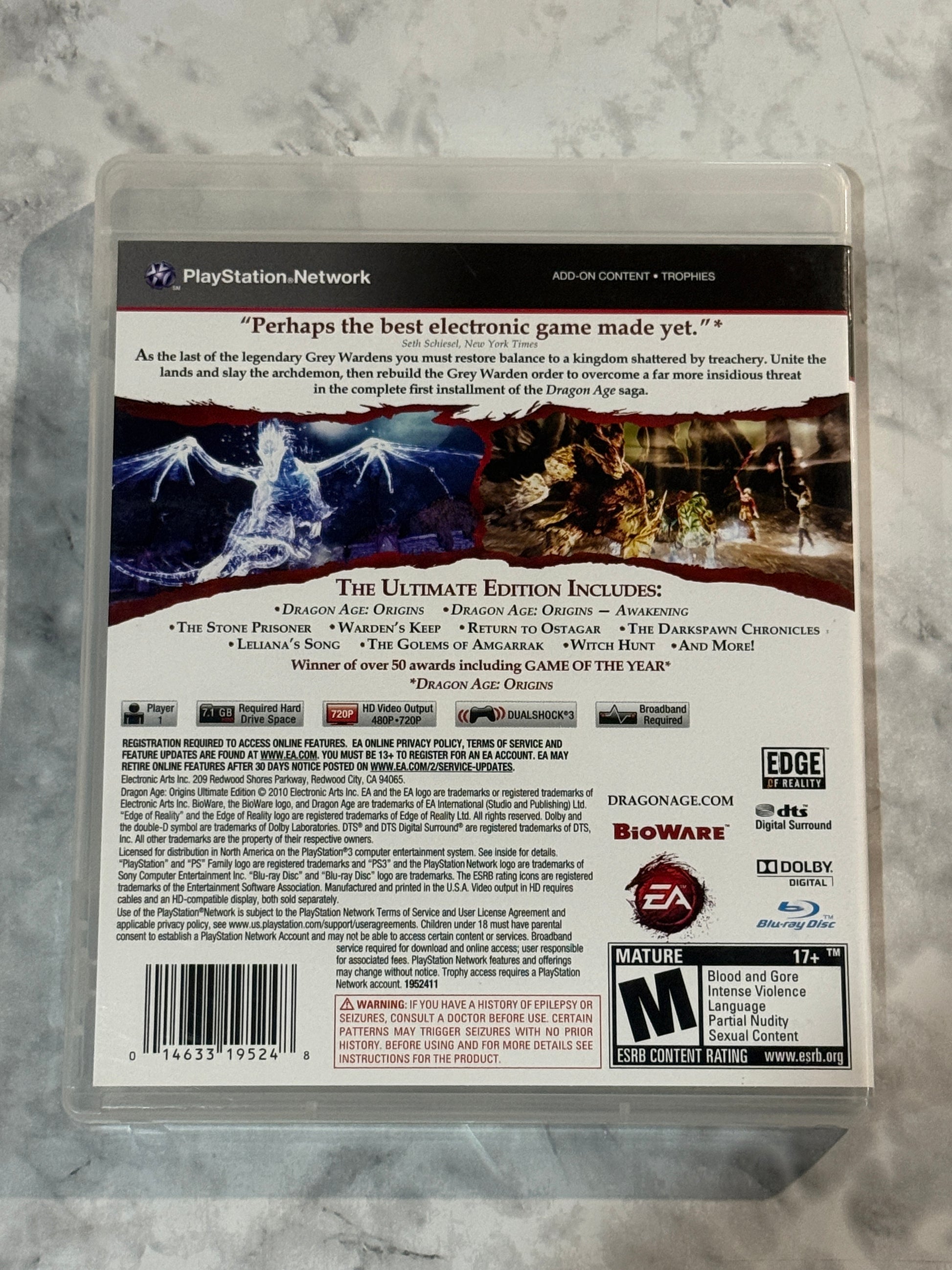 Dragon Age Origins Ultimate Edition PS3 BioWare EA All 7 DLC Packs On Disc
