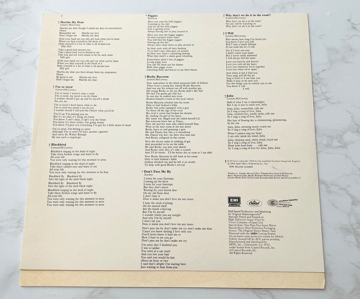 Beatles White Album 2 LP MFSL JAPAN PRESS COMPLETE! Mobile Fidelity MFSL 2-072