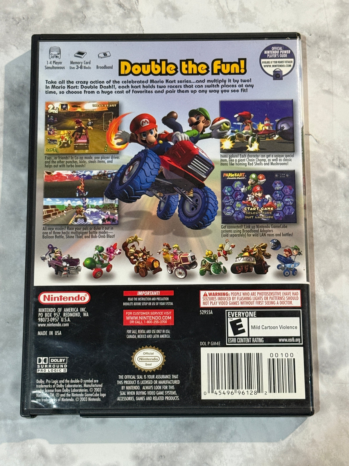 Mario Kart Double Dash Nintendo GameCube 2003 w/INSERT PAMPHLET CIB DOL-GM4E-USA