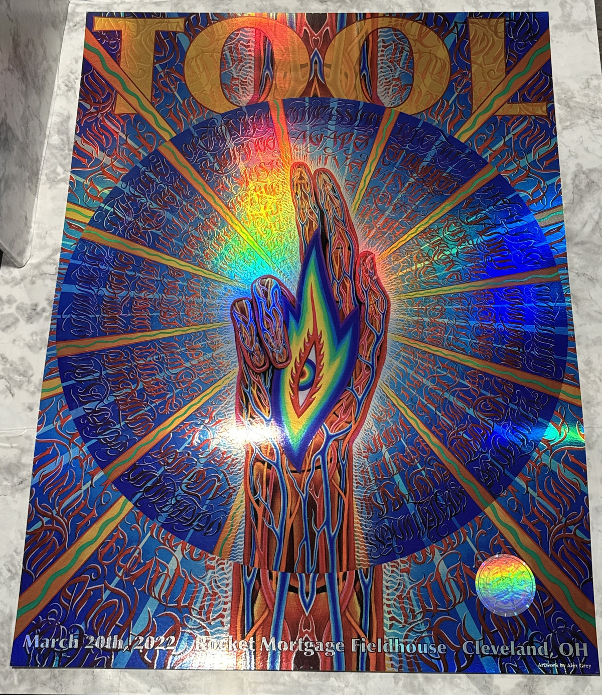 TOOL Concert Poster Cleveland OH 3/20/2022 Alex Grey Foil Numbered 481/850 RARE!