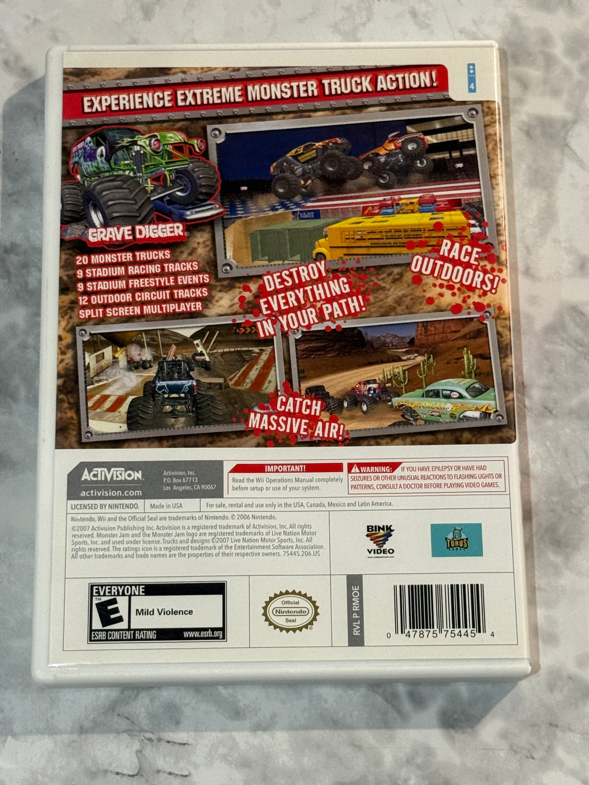 Monster Jam Nintendo Wii 2007 Activision CIB Complete w/Manual Grave Digger