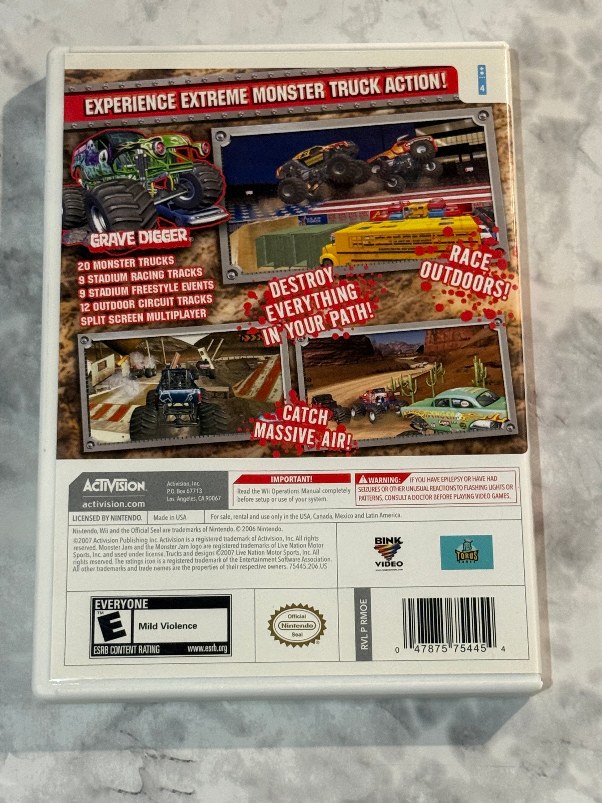 Monster Jam Nintendo Wii 2007 Activision CIB Complete w/Manual Grave Digger