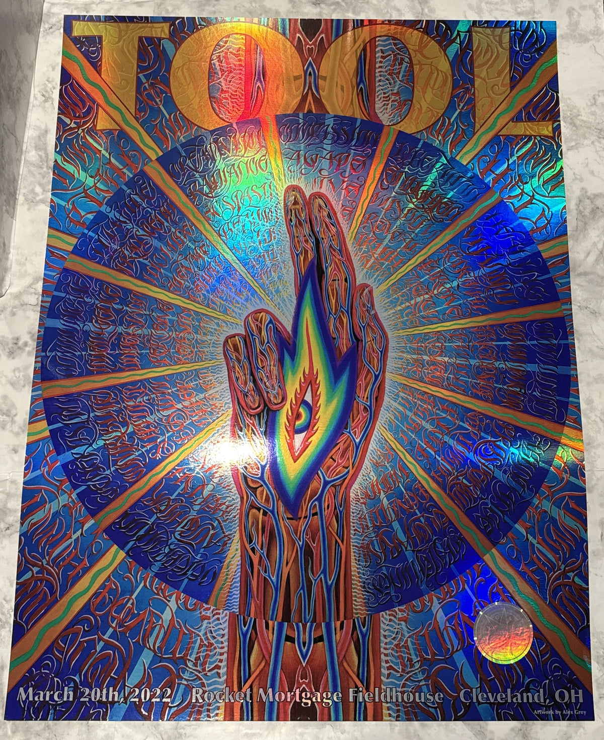 TOOL Concert Poster Cleveland OH 3/20/2022 Alex Grey Foil Numbered 481/850 RARE!