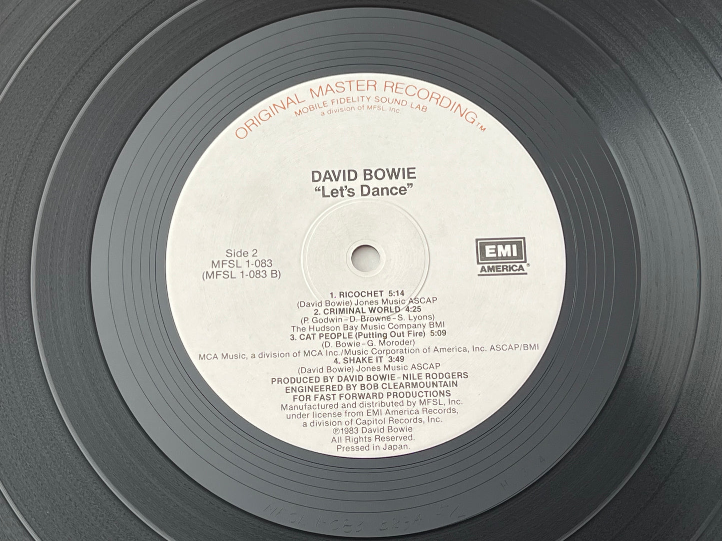 David Bowie Let's Dance LP MFSL JAPAN PRESS COMPLETE! RARE Mobile Fidelity 1-083