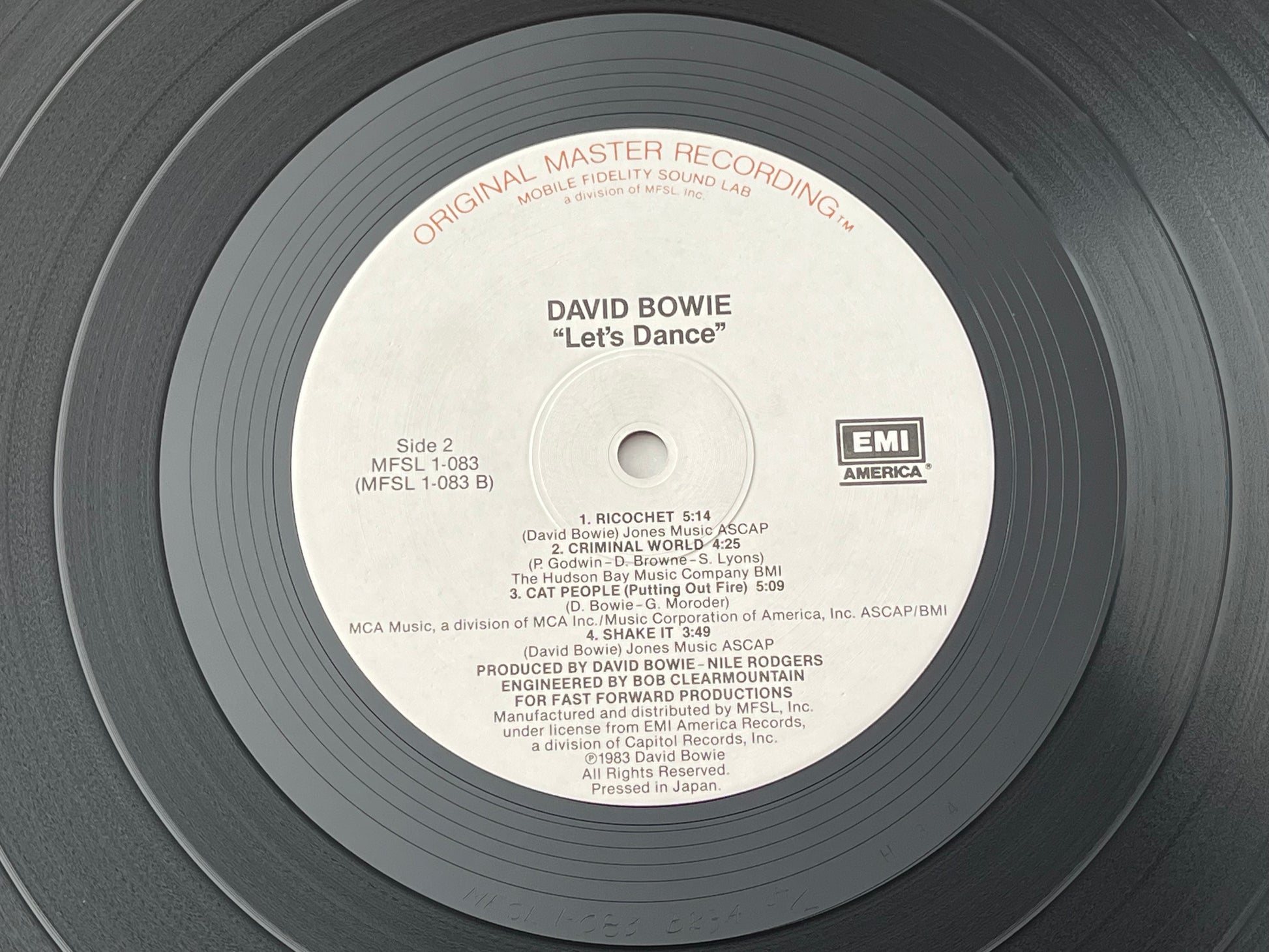 David Bowie Let's Dance LP MFSL JAPAN PRESS COMPLETE! RARE Mobile Fidelity 1-083