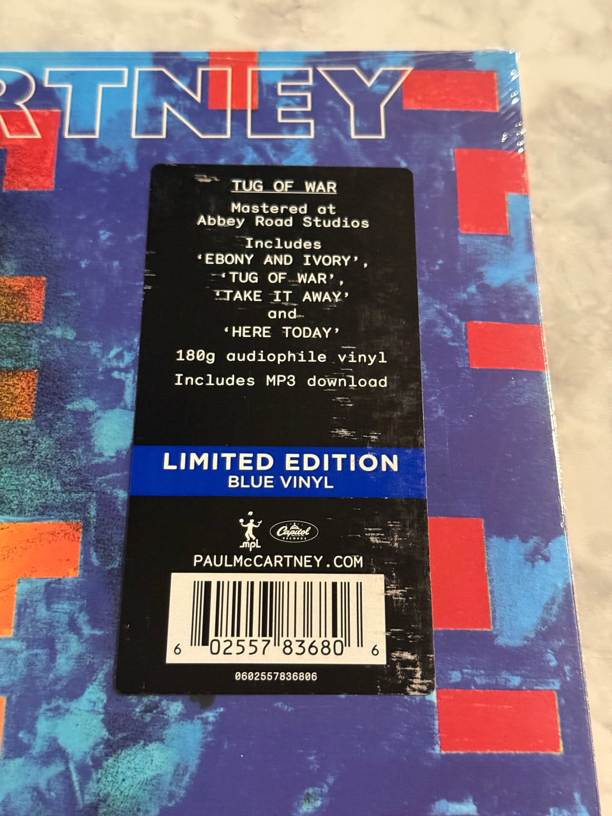 Paul McCartney Tug Of War LP SEALED! BLUE VINYL 2017 LIMITED 180gm Abbey Road