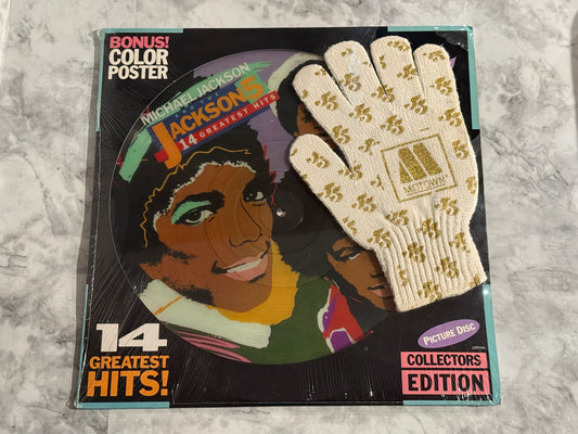 Michael Jackson Jackson 5 14 Greatest Hits Picture Disc LP 1984 SEALED w/GLOVE