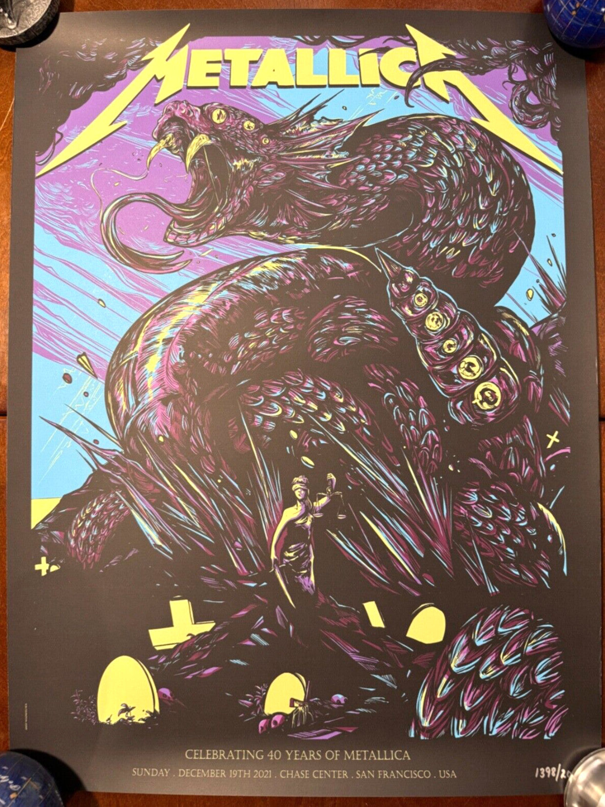 Metallica 40th ANNIVERSARY POSTER WOLFSKULLJACK SAN FRANCISCO 1398/2000