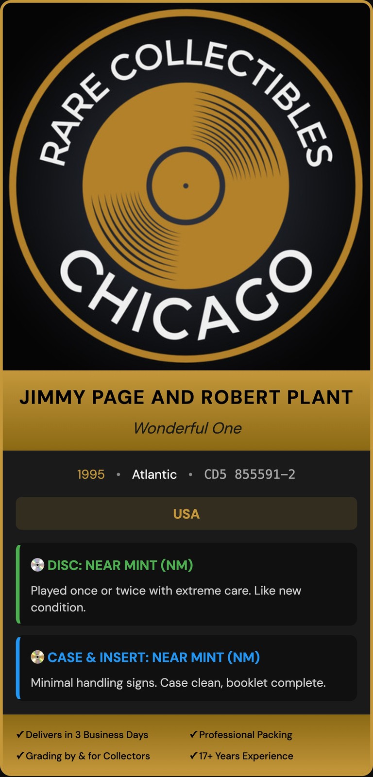 Jimmy Page and Robert Plant – Wonderful One (1995) [ORIGINAL USA PRESS]