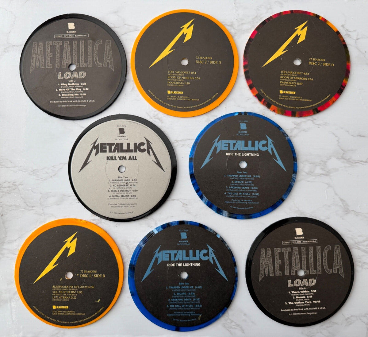 METALLICA OFFICIAL CHICAGO VINYL RECORD DRINK COASTERS POP UP SHOP SET OF 8