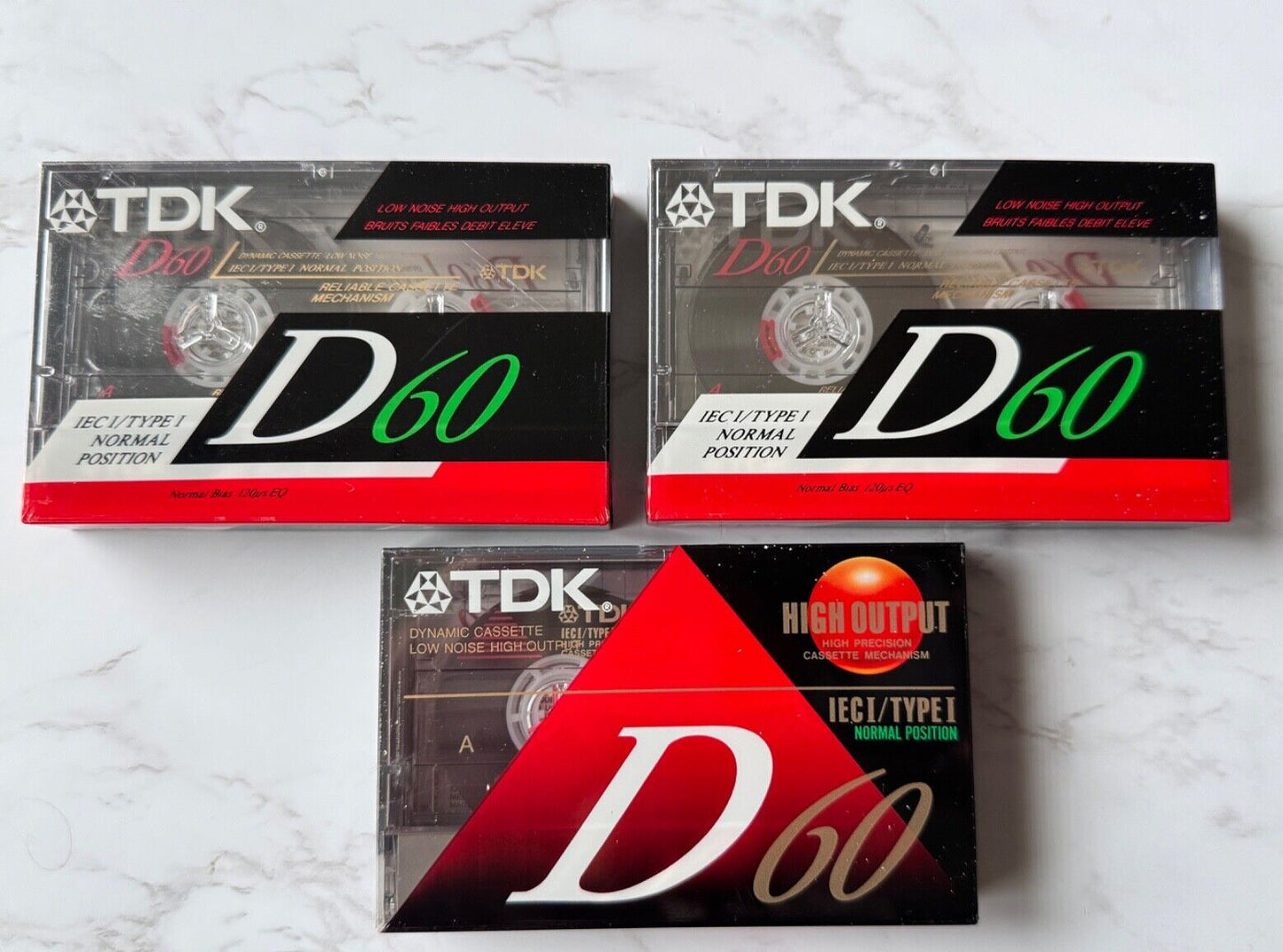 TDK D60 Blank Audio CASSETTE Tapes SEALED! LOT OF 3! IEC I / TYPE I BRAND NEW!