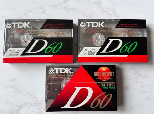 TDK D60 Blank Audio CASSETTE Tapes SEALED! LOT OF 3! IEC I / TYPE I BRAND NEW!