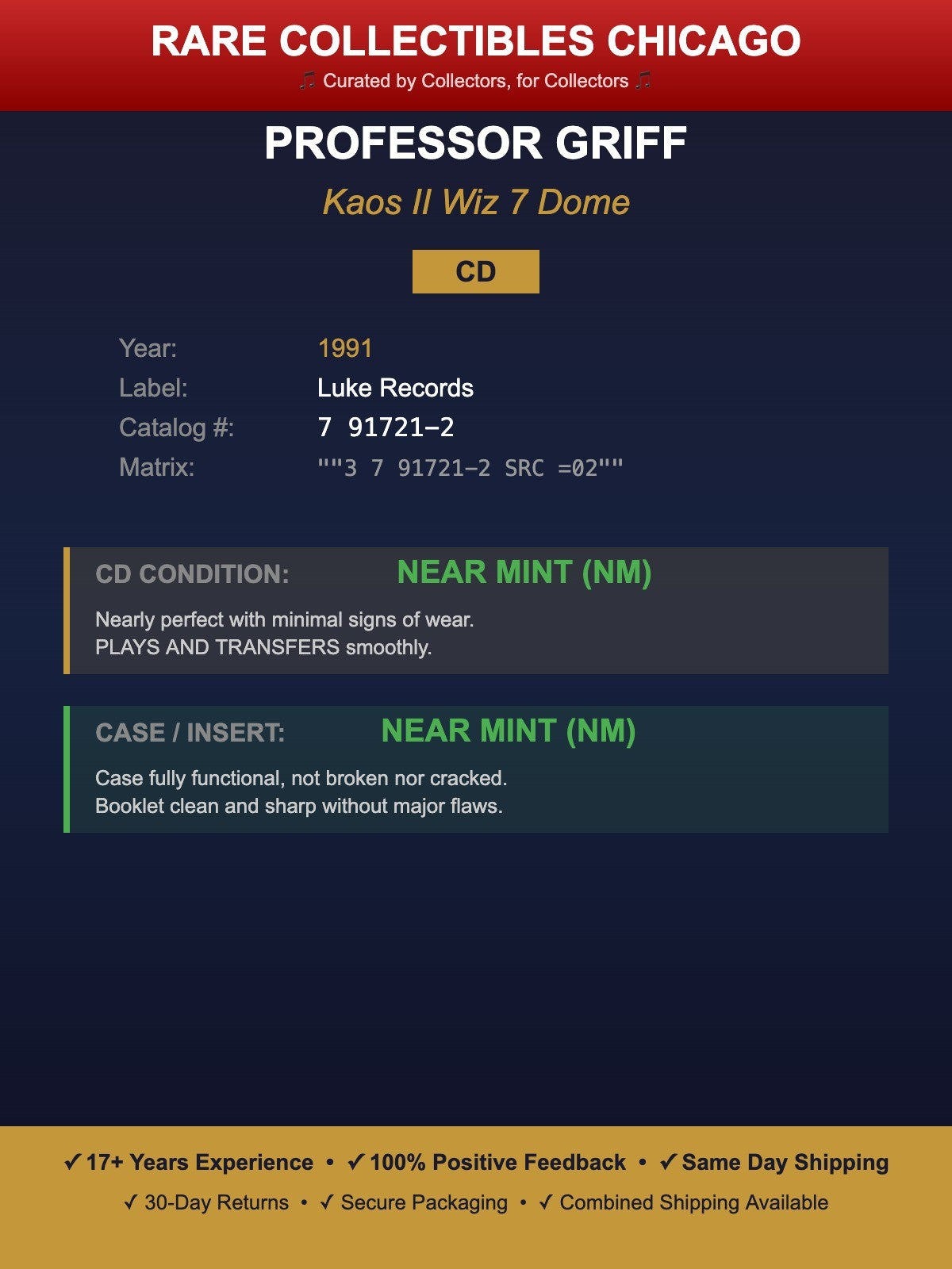 Professor Griff – Kaos II Wiz 7 Dome (1991) [ORIGINAL USA PRESS]