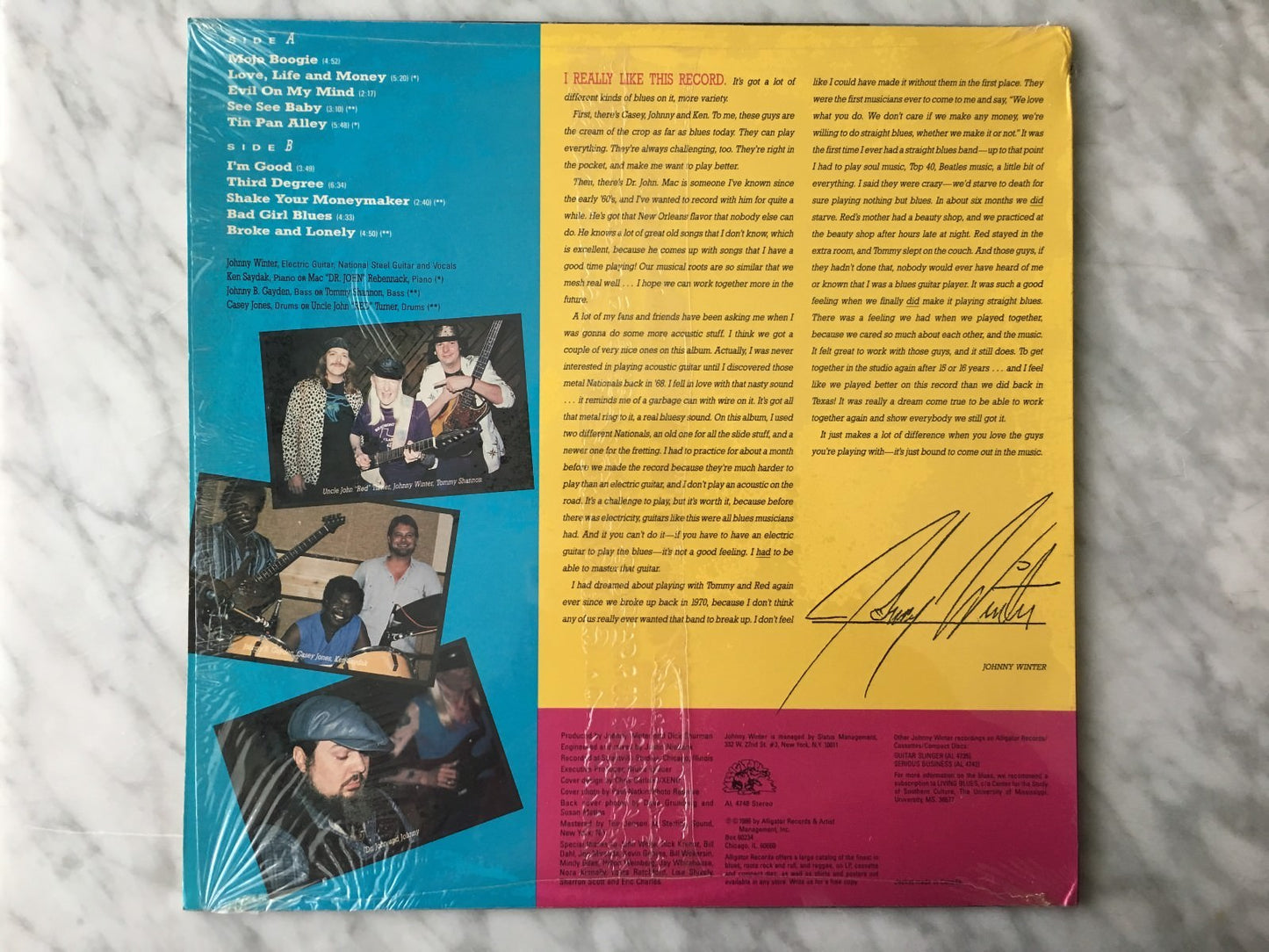 Johnny Winter 3rd Degree LP 1986 Alligator AL 4748 1st US Press Sterling OOP!