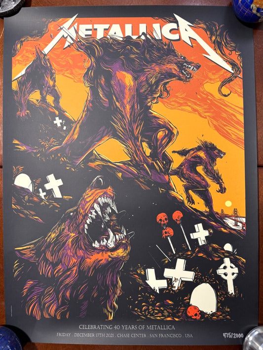 Metallica 40th ANNIVERSARY POSTER WOLFSKULLJACK SAN FRANCISCO 475/2000