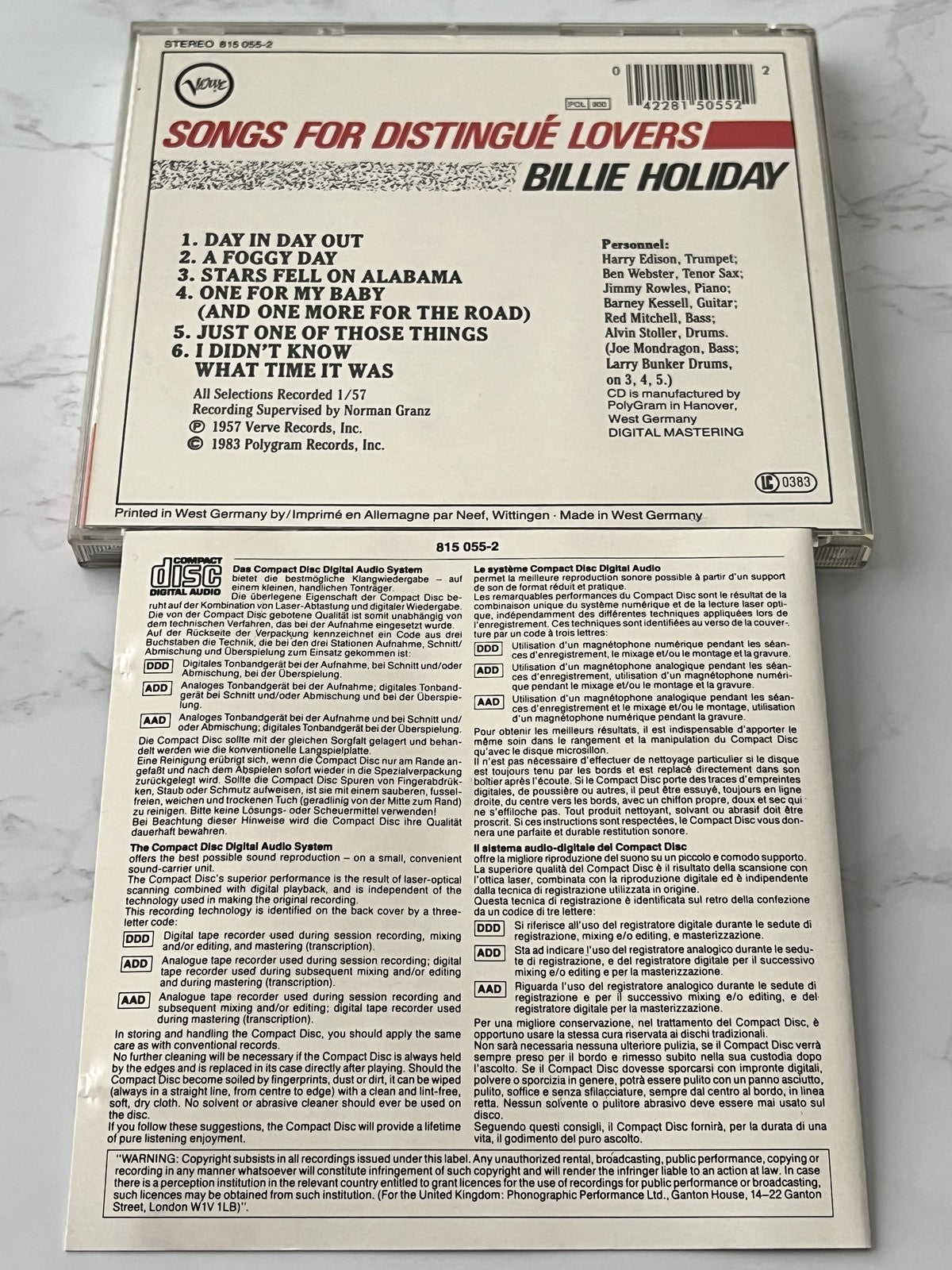 Billie Holiday – Songs For Distingue Lovers (1983) [W GERMANY TARGET ERA]