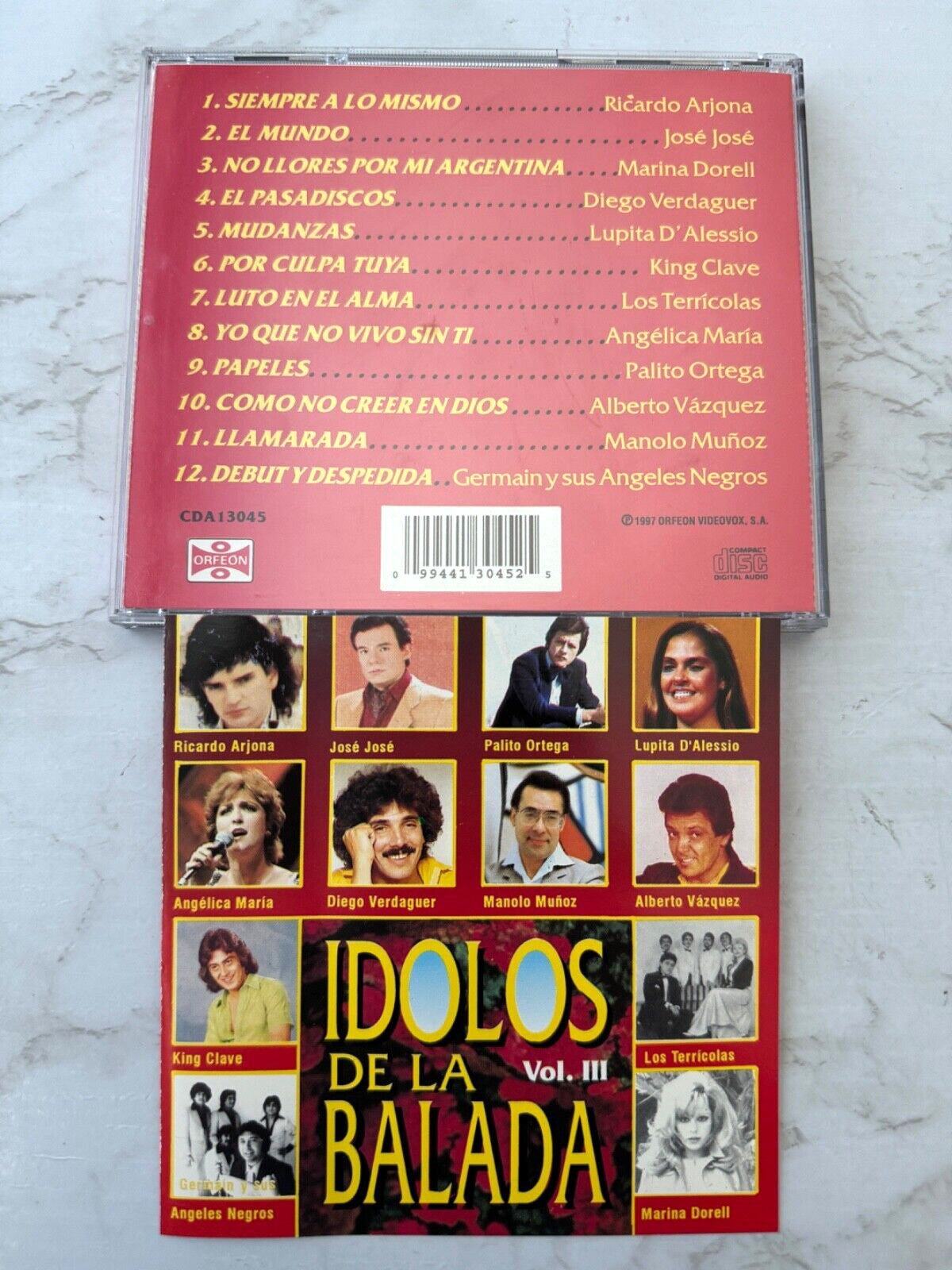 Angelica Maria, Jose Jose, Ricardo Arjona, Various – Idolos De La Balada Vol. III (1997) [ORIGINAL USA PRESS]