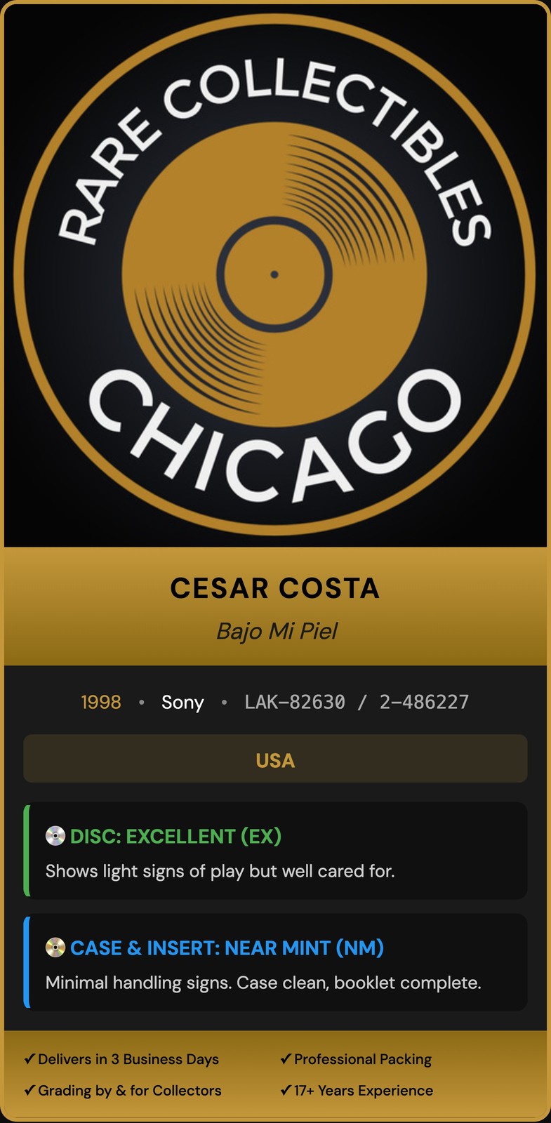 Cesar Costa – Bajo Mi Piel (1998) [ORIGINAL USA PRESS]