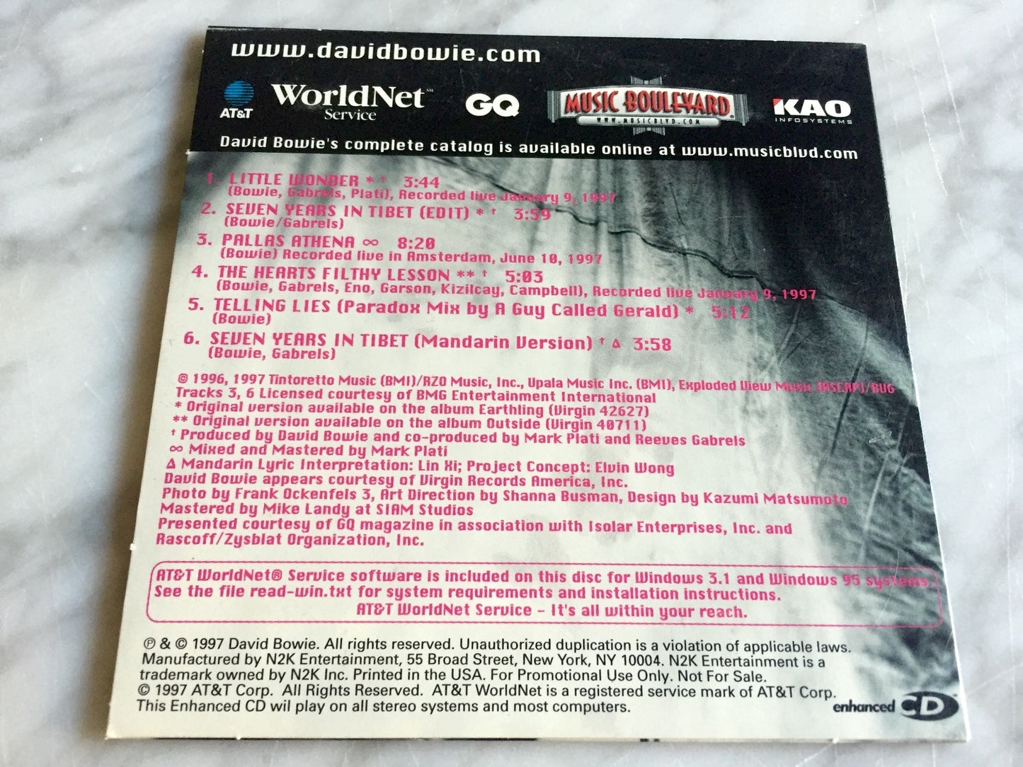David Bowie – Earthling in the City (Promo, Numbered) (1997)
