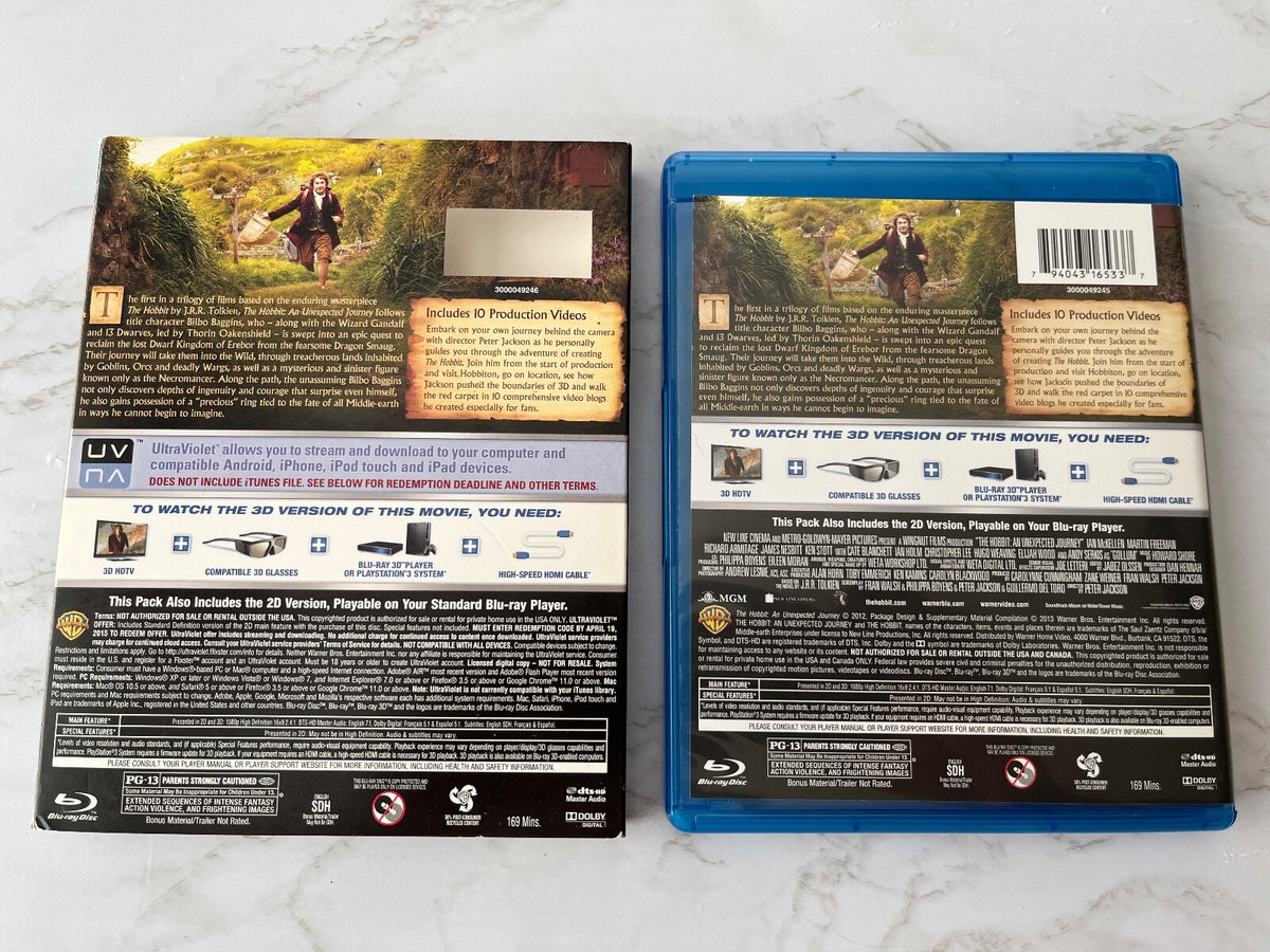 The Hobbit An Unexpected Journey 3D/Blu-ray/DVD 5 Disc Set! J.R.R. Tolkien (2012)