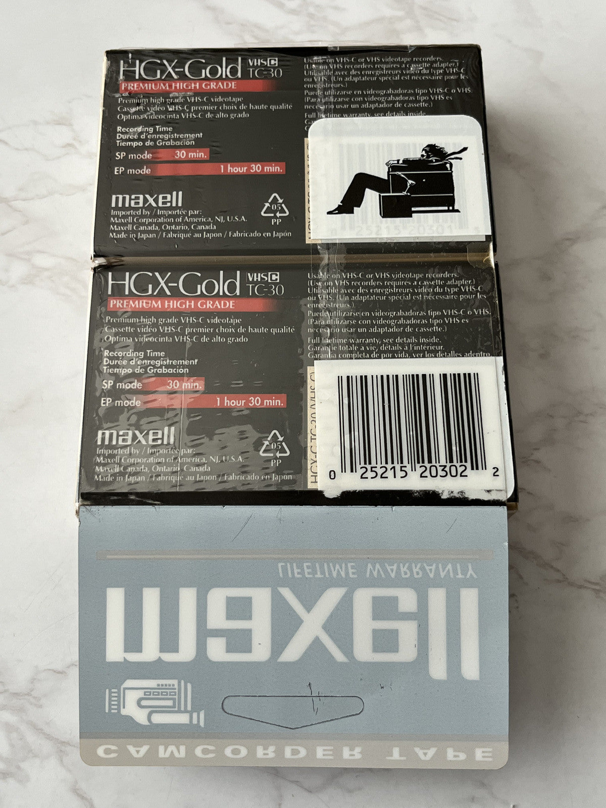 Maxell TC-30 VHS-C Premium High Grade CASSETTE Tapes SEALED! 2 PACK HGX-Gold NEW