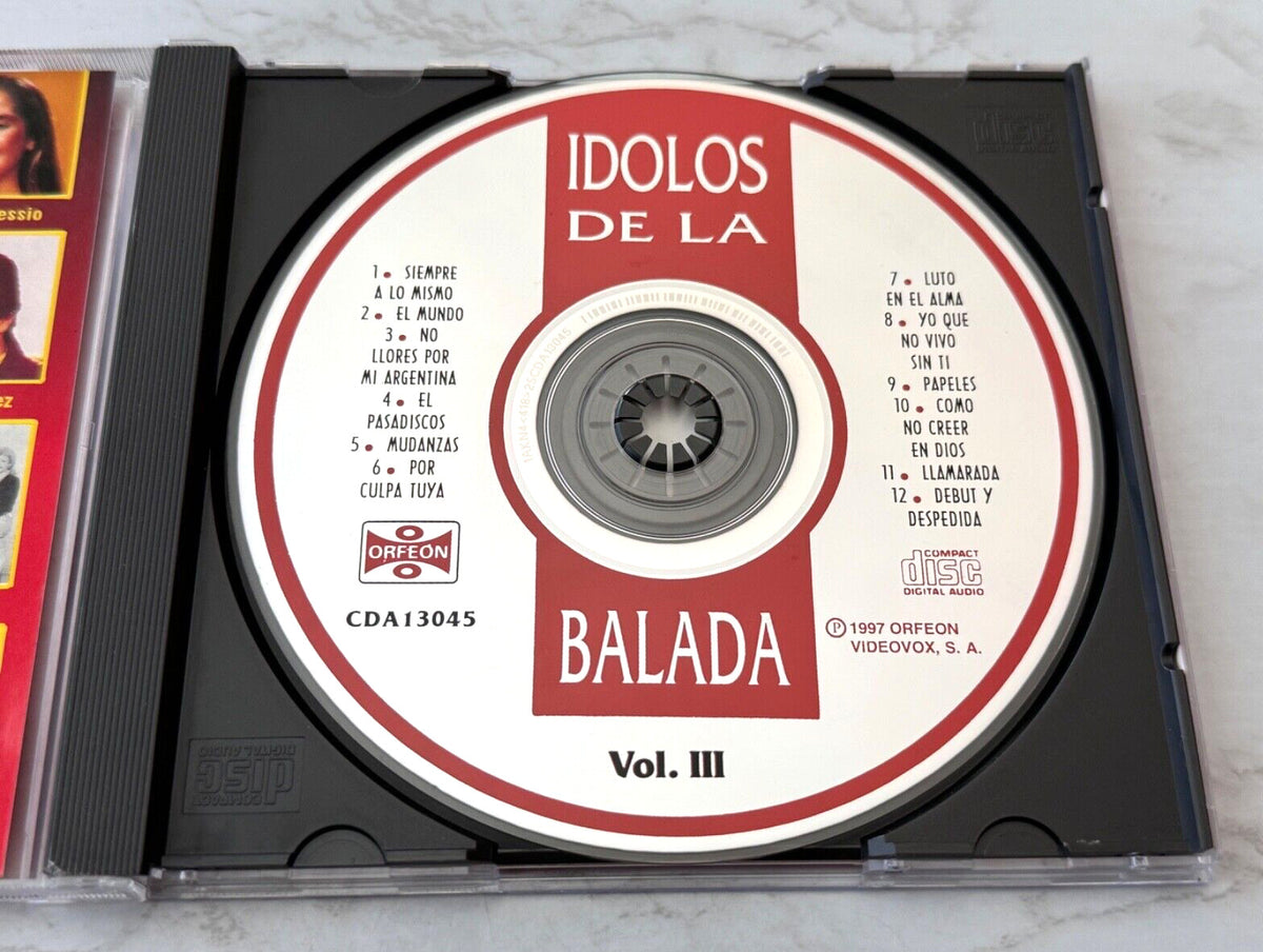 Angelica Maria, Jose Jose, Ricardo Arjona, Various – Idolos De La Balada Vol. III (1997) [ORIGINAL USA PRESS]