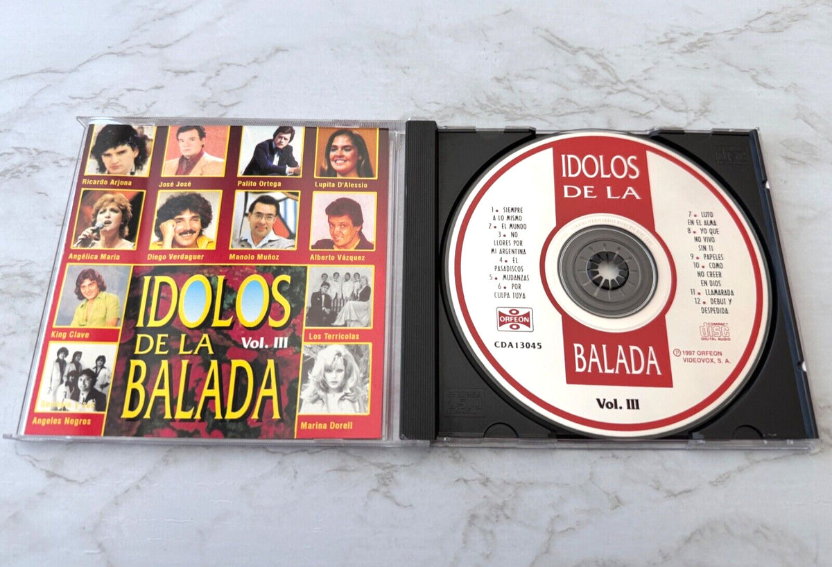 Angelica Maria, Jose Jose, Ricardo Arjona, Various – Idolos De La Balada Vol. III (1997) [ORIGINAL USA PRESS]