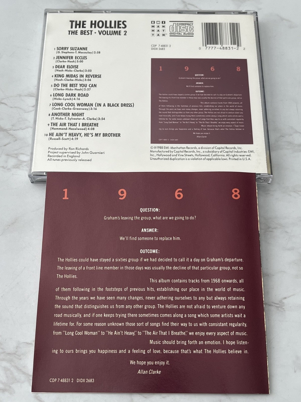 The Hollies – The Best Vol. 2 (1988) [DADC PRESS]