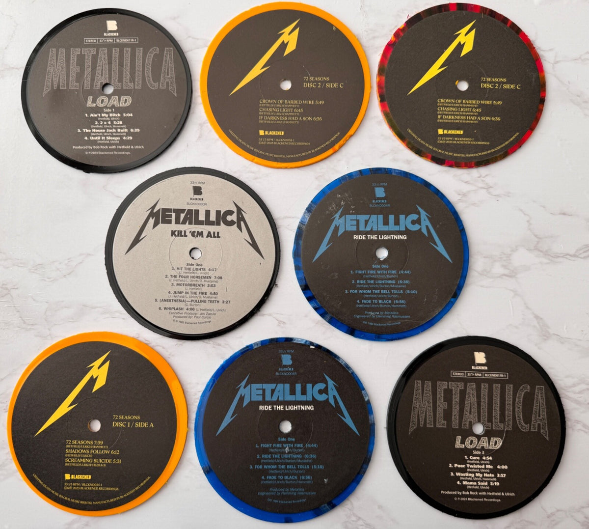 METALLICA OFFICIAL CHICAGO VINYL RECORD DRINK COASTERS POP UP SHOP SET OF 8