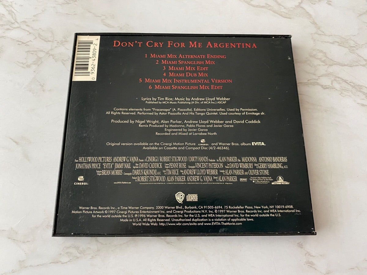 Madonna – Don't Cry For Me Argentina (Maxi Single) (1997)