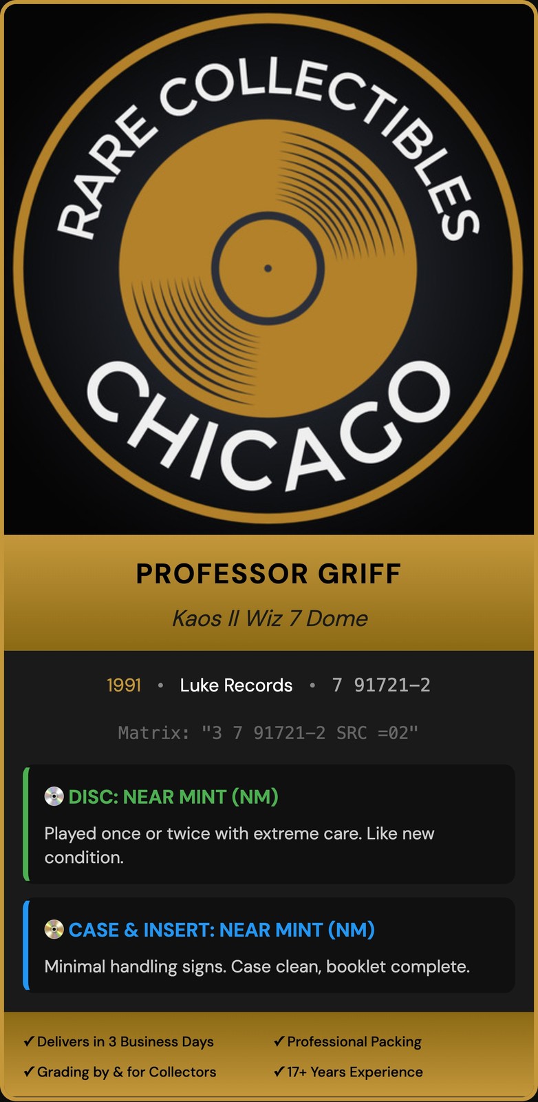 Professor Griff – Kaos II Wiz 7 Dome (1991) [ORIGINAL USA PRESS]