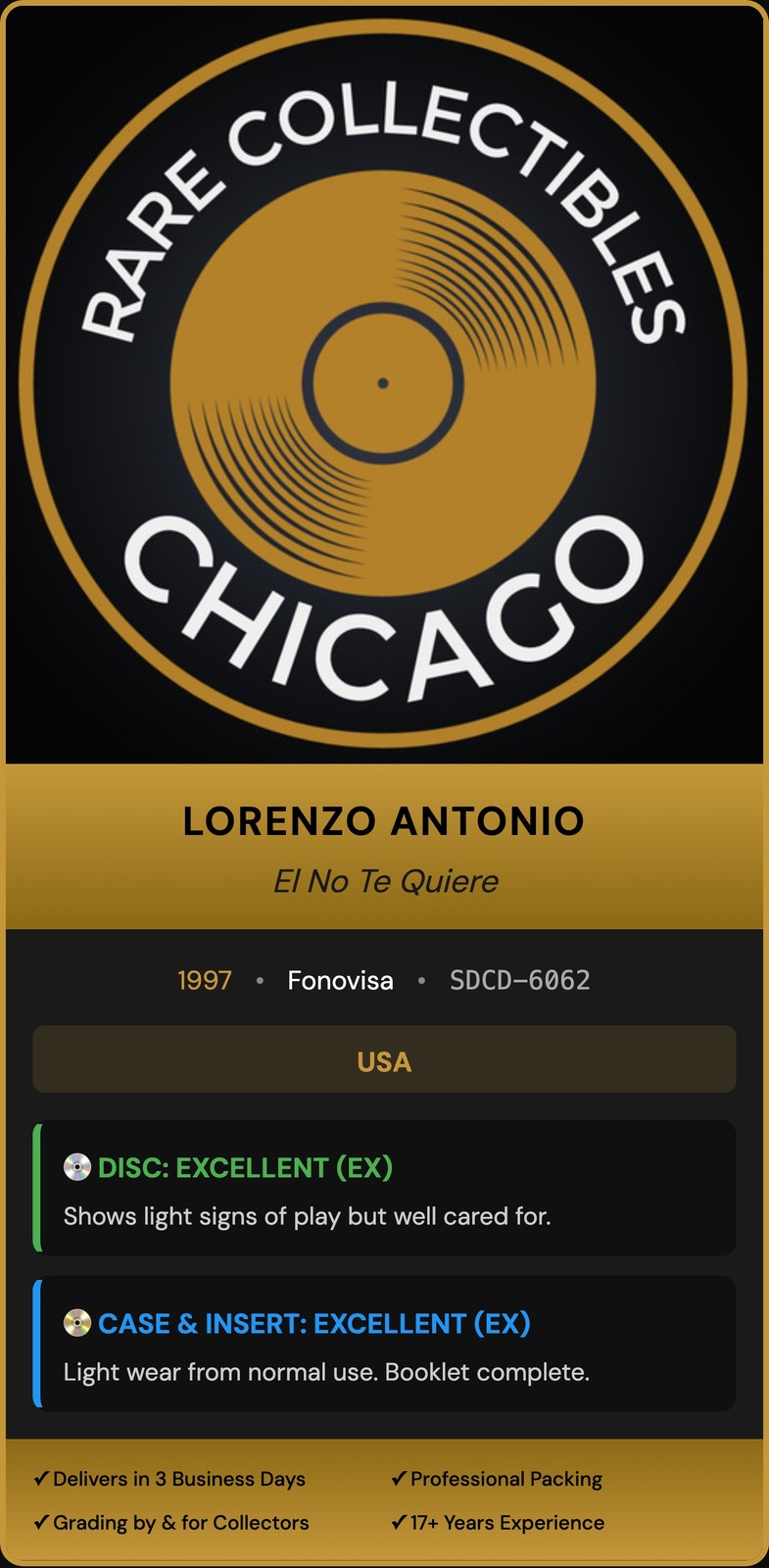 Lorenzo Antonio – El No Te Quiere (1997) [ORIGINAL USA PRESS]