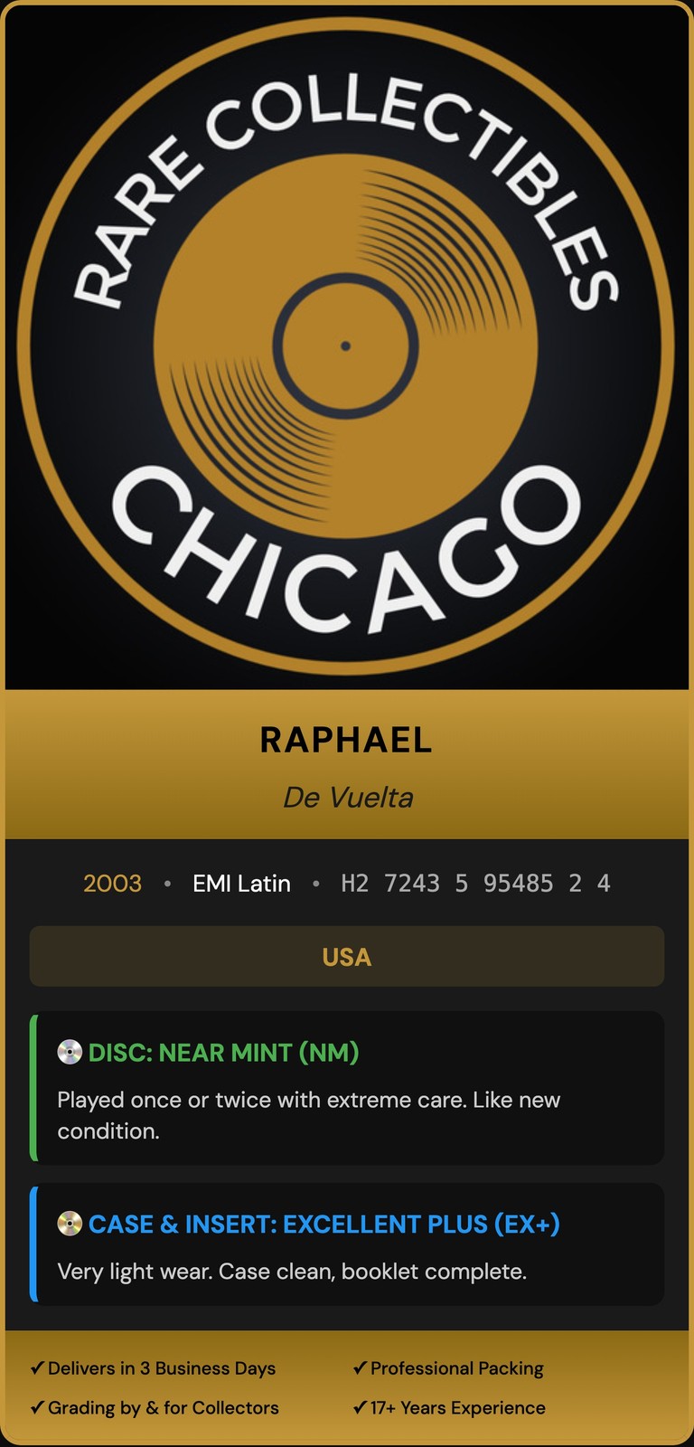 Raphael – De Vuelta (2003) [ORIGINAL USA PRESS]