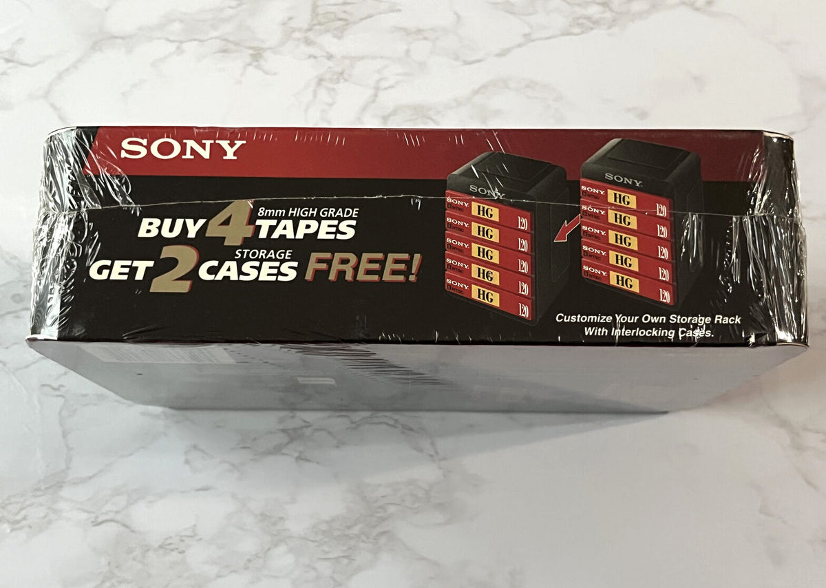 SONY 8mm HG 120 High Grade Video CASSETTE Tapes SEALED! 4 TAPES w/2 Cases! NEW!