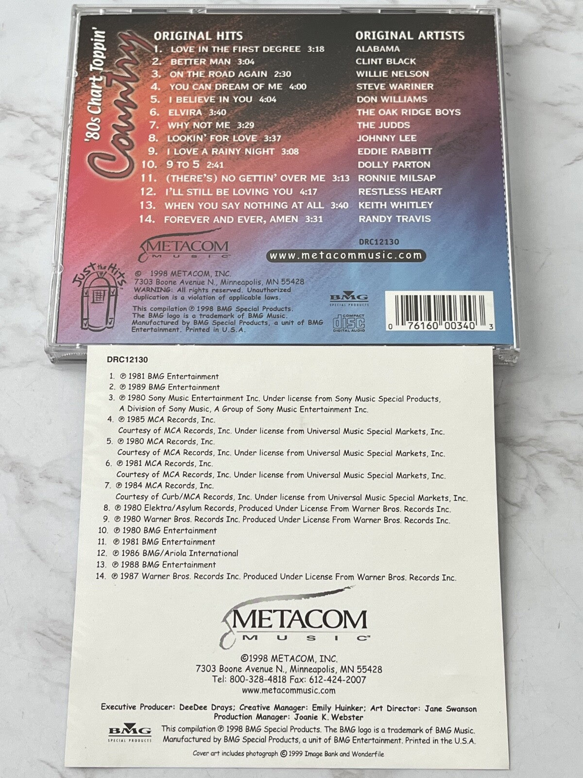 Eddie Rabbitt, Johnny Lee, Randy Travis, Various – 80s Chart Toppin' Country (1998) [ORIGINAL USA PRESS]